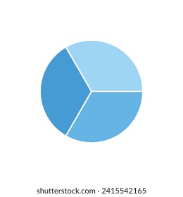 Circle divided into three equal segments. One third fraction circle. Scientific resources for teachers and students. Vector illustration isolated on white background.