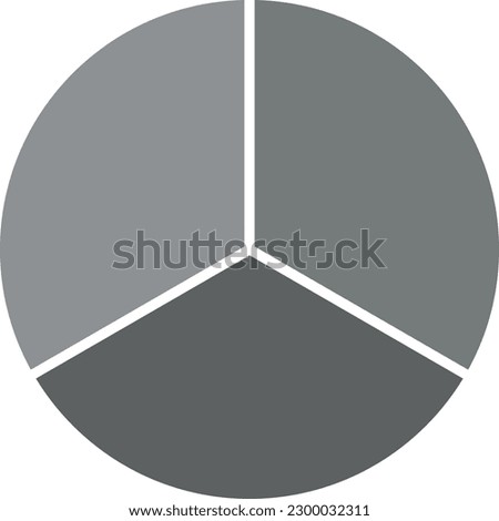 Circle divided into three equal segments. One third fraction circle vector illustration isolated on white background.