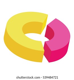 Circle divided into two parts icon. Cartoon illustration of circle divided into two parts vector icon for web