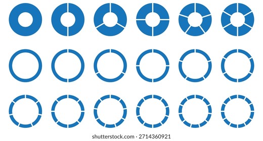 El círculo se divide en 1 a 9 partes iguales. Símbolo de parte de diagrama redondo de rueda. Infografía elemento de forma redonda, Formas de círculo semicircular cuarto. Conjunto de círculo segmentado negro.