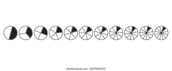 Circle division, fraction pie, 12 slice, chart vector icon, infographic piece, pizza 12 part. Graphic round simple illustration