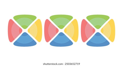 Circle division infographic icon. Pie chart divided six equal parts. Sectors with rounded corners icon.