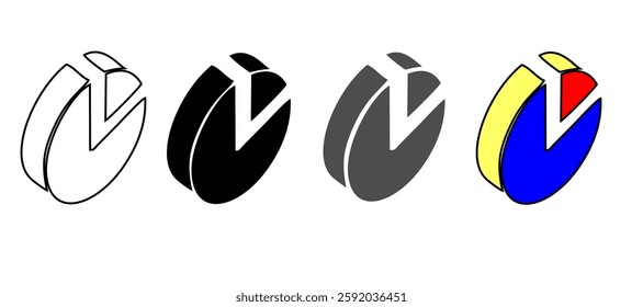Circle division infographic icon set. Pie chart divided equal parts. Color pizza or donut round diagram. Infographic wheel segment and fraction. Vector illustration isolated on white background.