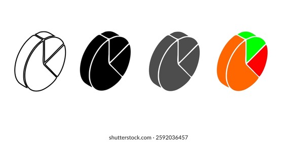 Circle division infographic icon set. Pie chart divided equal parts. Color pizza or donut round diagram. Infographic wheel segment and fraction. Vector illustration isolated on white background.