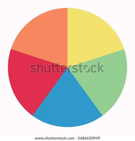 Circle division infographic icon set. Pie chart divided 4,5,6 equal parts. Color pizza or donut round diagram. Infographic wheel segment and fraction. Vector illustration isolated on white background.