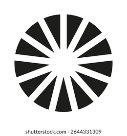 Círculo de divisão em 12 partes iguais padrão. Roda em torno dividido diagramas com doze segmentos ícone. Elemento de design infográfico. Modelo em branco de coaching, pano de fundo.