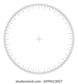 Círculo con divisiones en 360 grados con un punto central