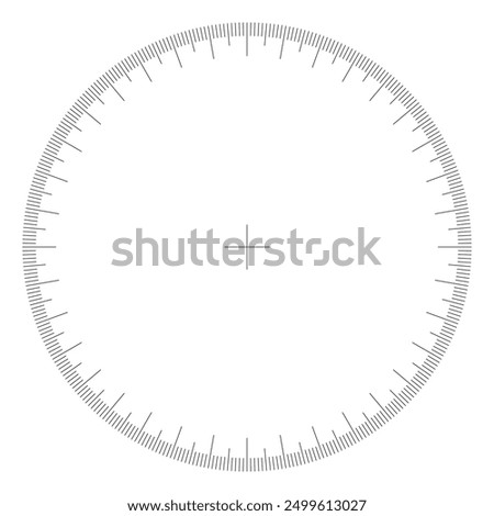 Circle with divisions into 360 degrees with a center point