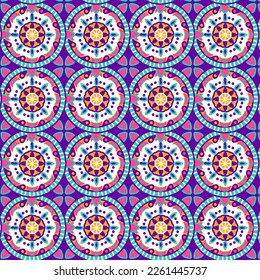 Circle Diwali Mandala Seamless Pattern. Vector Illustration of Indian Holiday Celebration.