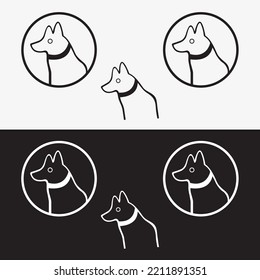 Circle dog animal logo design 