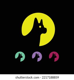 Circle dog animal logo design 