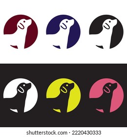 Circle dog animal logo design 