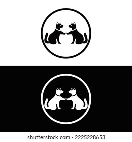 Circle dog animal logo design 
