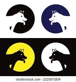 Circle dog animal logo template design 