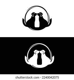 Circle dog animal logo template design . icon logo 