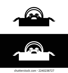 Circle dog animal logo template design .silhouette logo 