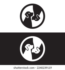 Circle dog  animal logo template design . icon logo 