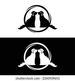 Circle dog animal logo template design . icon logo 