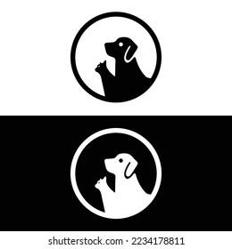 Circle dog and cat animal logo . icon logo 