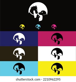 Circle dog cat and horse logo design 