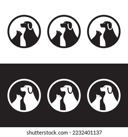 Circle dog and cat logo template design . icon logo