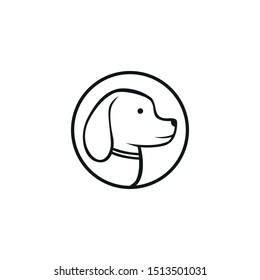 circle dog face logo. dog line art illustration. doggy shop logo