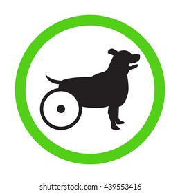 Circle of Dog Wheelchair Icon Vector