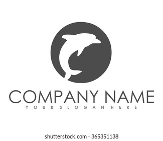 circle dolphin silhouette image icon
