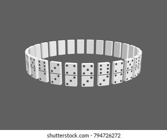 Circle of dominoes. Isolated on grey background.Vector illustration.