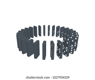 Circle of dominoes. Isolated on white background. Vector illustration. 