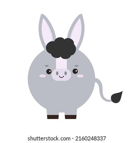 Circle donkey farm animal face icon isolated on white background. Cute cartoon round shape mule kawaii avatar for kids character. Vector flat clip art illustration mobile ui game application.