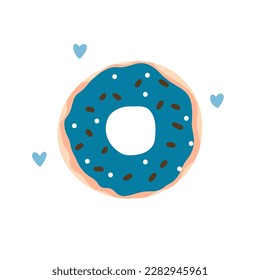 Circle donut simple isolated cute cartoon dessert vector illustration