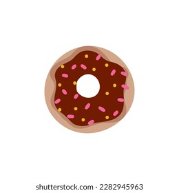 Circle donut simple isolated cute cartoon dessert vector illustration