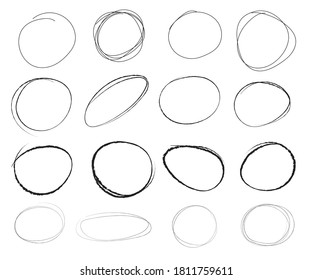 Circle doodle set collection sketch hand drawn style