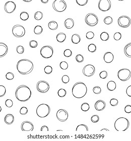Circle doodles seamless pattern. Hand drawn round shapes texture background.