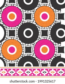 circle dot batik with border for fabric print, background, texture tile use