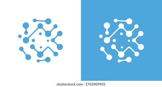 Logotipo de conexión de punto circular: un diseño de doble significado que combina puntos circulares y líneas de conexión, simbolizando la conexión en red, la unidad y los Enlaces digitales modernos.