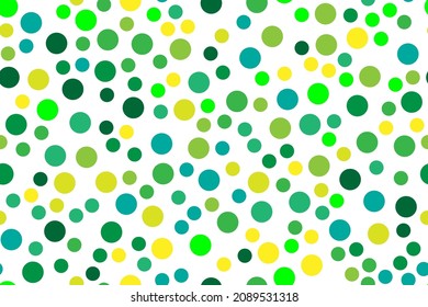 Circle Dot Fashion. Random Spot Polka. Seamless Big Dot Concept. Seamless Icon Polka. Green Retro Confetti Background. Pattern Flat Round. Green Vector Background Frame Yellow Geometric Vector Fun.