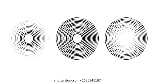 Circle dot frame. Circular border with effect halftone. Modern faded ring. Semitone shape round