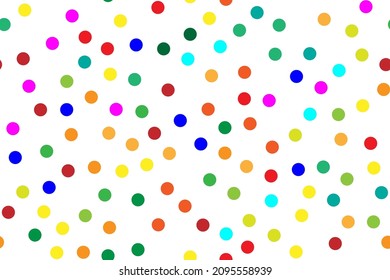 Circle Dot Graphic. Rainbow Random Spot Polka. Seamless Ink Dot Concept. Multi Color Vector Fun. Geometric Icon Polka Dot. Multi Random Background Paint. Polka Confetti Background. Pattern Hand Round