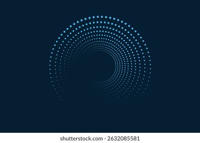 circle dot halftone round dotted frames. Design element for frame, logo, web pages, prints, posters, template.
Halftone dotted speed lines circle. Geometric art in circle form. Round swirl movement