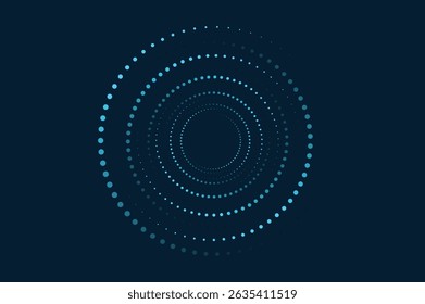 marcos punteados redondos de semitono de punto circular. Elemento de diseño para marco, logotipo, páginas de Web, impresiones, carteles, Plantilla.
Círculo de líneas de velocidad punteadas de semitono. Arte geométrico en forma de círculo. Movimiento de remolino redondo
