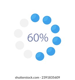Circle dot pot infographic chart design template. Sixty percentage. More than half. Editable circular infochart with progress level. Visual data presentation