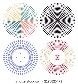 Circle from dots abstract background Set of multicolored pattern Vector illustration Isolated on white background
