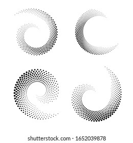 Circle dots backdrop. Halftone shapes, abstract logo emblem or design element for any project. Vector EPS10 illustration.