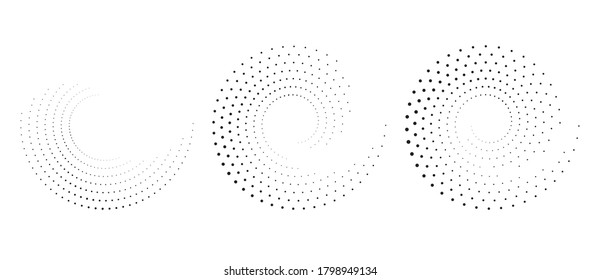 El fondo de los puntos de círculo. Formas de semitono, emblema de logotipo abstracto o elemento de diseño para cualquier proyecto. Ilustración del vector EPS10.
