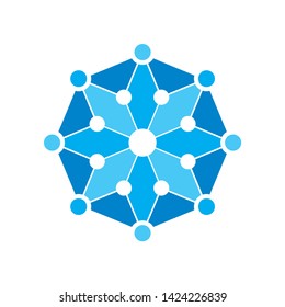 Circle Dots Digital Link Connection Business Company Vector Logo Design