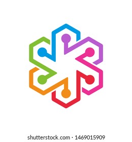 Circle Dots Digital Link Connection Business Company Vector Logo Design