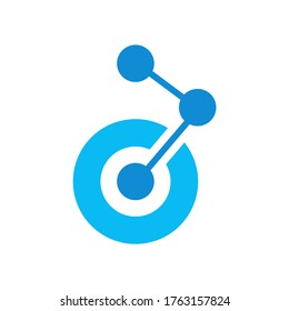 Diseño del logotipo de vectores de la empresa de conexión de enlace digital con puntos de círculo