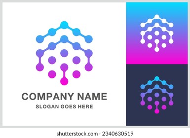 Diseño del logotipo de vectores de la empresa de conexión de enlace digital con puntos de círculo
